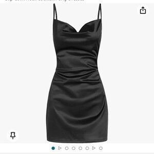 NWT Zaful Satin Sleeveless Spaghetti Strap Side Slit Cowl Neck Mini Slip Dress